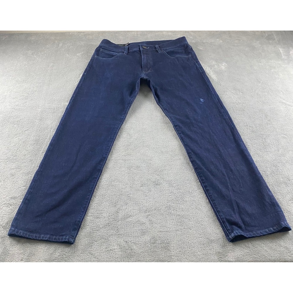 Armani Exchange Mens Relaxed Straight Leg Jeans Dark Blue 34S/C Distressed